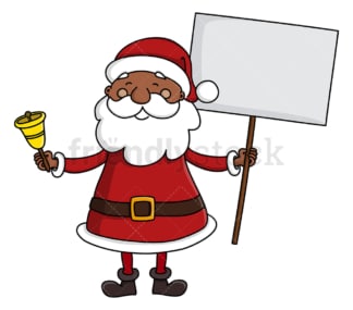黑色的圣诞老人举着空白的牌子。PNG - JPG和矢量EPS(无限缩放)。
