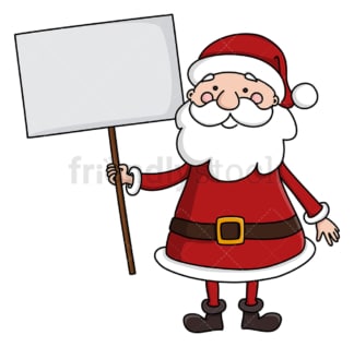 圣诞老人举着空牌子。PNG - JPG和矢量EPS(无限可扩展)。