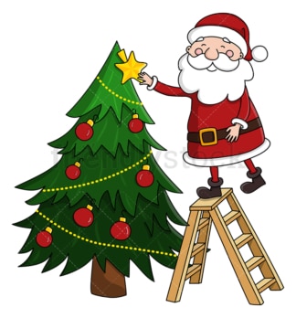 圣诞老人装饰圣诞树。PNG - JPG和矢量EPS(无限可扩展)。