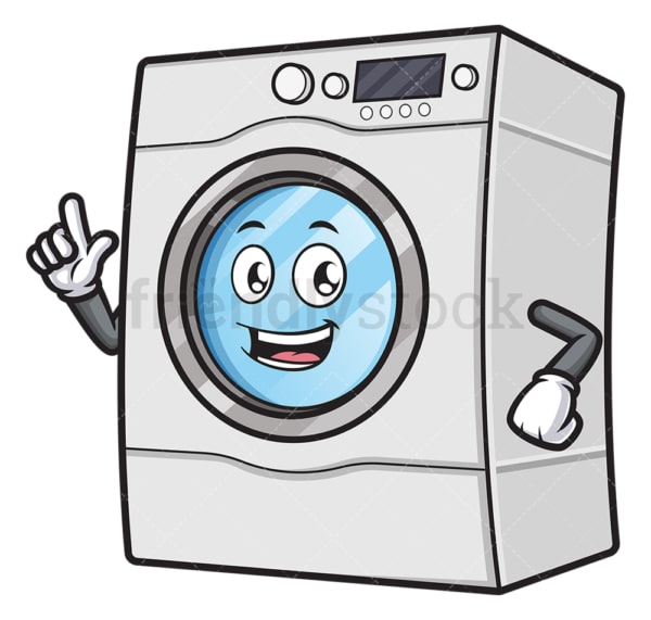 快乐的洗衣机向上指。PNG - JPG和矢量EPS(无限缩放)。