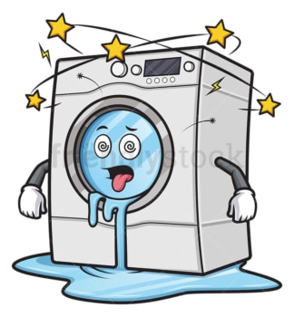 洗衣机坏了，漏水。PNG - JPG和矢量EPS(无限缩放)。