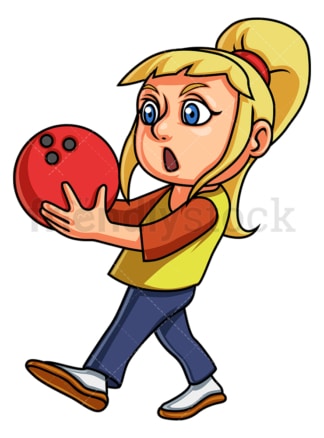 女孩抱着保龄球。PNG - JPG和矢量EPS(无限可扩展)。