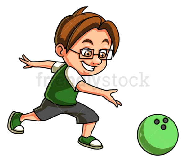 小男孩打保龄球。PNG - JPG和矢量EPS(无限缩放)。