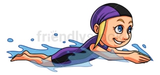 小女孩在游泳。PNG - JPG和矢量EPS(无限可扩展)。