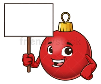 Christmas ball mascot blank sign. PNG - JPG and vector EPS (infinitely scalable).