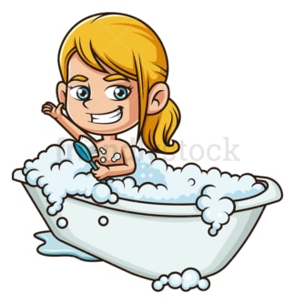 小女孩在洗澡。PNG - JPG和矢量EPS(无限扩展)。