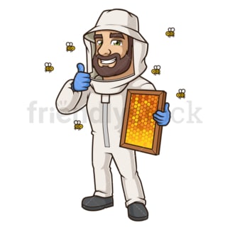 男性养蜂人竖起大拇指。PNG - JPG和矢量EPS(无限扩展)。