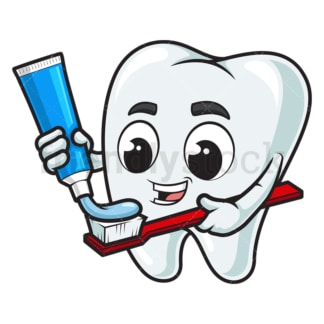Tand zetten tandpasta op tandenborstel. PNG - JPG en vector EPS (oneindig schaalbaar).