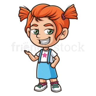 Cartoon gember meisje met bretels. PNG - JPG en vector EPS (oneindig schaalbaar).