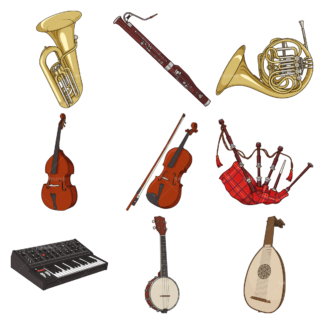 Muziekinstrumenten。PNG - JPG透明黄土地的一个符号矢量。